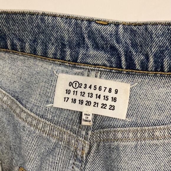 MAISON MARGIELA Jeans 28”Blue High-Waist Barrel Wide Slashed Raw-Hem Luxury Zip - Picture 4 of 15